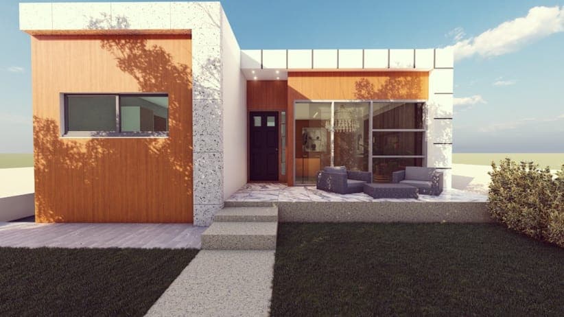 Façade de la villa basse à Yaou