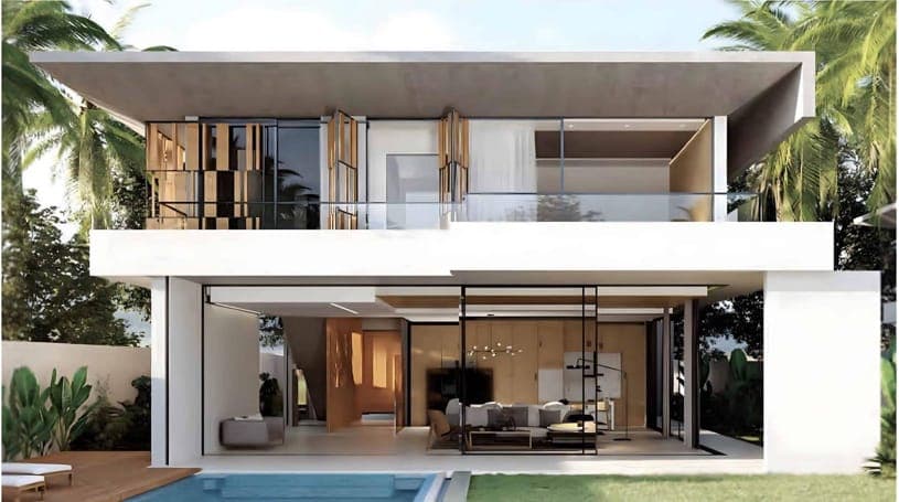Villa Chrysanthème, séjour ouvert sur la terrasse et la piscine