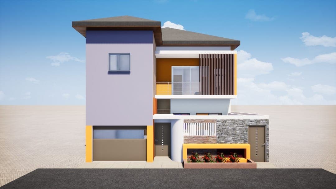 Vue de façade de la villa triplex