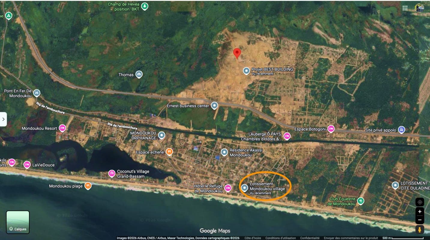 Vue satellite du lotissement Mondoukou Village